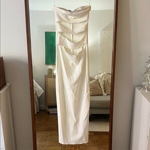 Zara Cream Cut Out Strapless Midi Dress